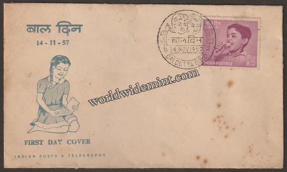 1957 India Childrens day Nutrition 8np fdc