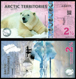 Arctic Territories 2 1/2 Dollars 2013 Private Issue Polymer UNC Bank Note N#325315