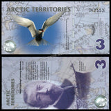 Arctic Territories 3 Polar Dollars - 2011 UNC Bank Note N#325353 #CN1360