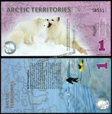 Arctic Territories 1, 1 1/2, 2, 2 1/2, 3, 3 1/2 & 5 Dollars - 2012 Set of 7 Polymer UNC Fantasy Bank Note N#325371