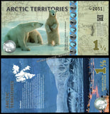 Arctic Territories 1, 1 1/2, 2, 2 1/2, 3, 3 1/2 & 5 Dollars - 2012 Set of 7 Polymer UNC Fantasy Bank Note N#325371