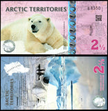 Arctic Territories 1, 1 1/2, 2, 2 1/2, 3, 3 1/2 & 5 Dollars - 2012 Set of 7 Polymer UNC Fantasy Bank Note N#325371