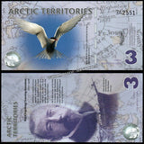Arctic Territories 1, 1 1/2, 2, 2 1/2, 3, 3 1/2 & 5 Dollars - 2012 Set of 7 Polymer UNC Fantasy Bank Note N#325371