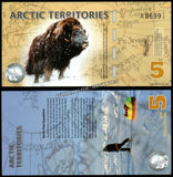 Arctic Territories 1, 1 1/2, 2, 2 1/2, 3, 3 1/2 & 5 Dollars - 2012 Set of 7 Polymer UNC Fantasy Bank Note N#325371