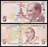 Turkey 5 Lira - 2009 P#222a UNC Bank Note N#329184 #CN1361
