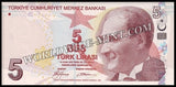 Turkey 5 Lira - 2009 P#222a UNC Bank Note N#329184 #CN1361