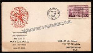 1936 USA Commemorating the Admission Of The State Of Oklahoma FDC #FA32