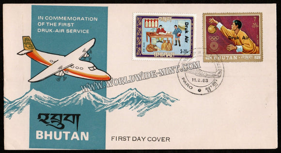 1983 Bhutan In Commemoration Of The First Druk-Air Service FDC #FA331