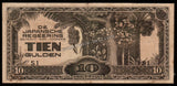 Netherlands East Indies (Indonesia) 10 Gulden - 1942 Japanese Occupation (1601-1949) P#125c XF Bank Note N#206896 #UCN345