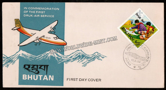 1983 Bhutan In Commemoration Of The First Druk-Air Service FDC #FA350