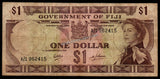 Fiji 1 Dollar - Elizabeth II - 1969 P# 59a Fine Bank Note N#224158 #UCN341