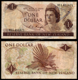 New Zealand 1 Dollar - 1975-1977 P# 163c Fine Bank Note N#202557 #UCN369