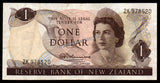 New Zealand 1 Dollar - 1975-1977 P# 163a Fine Bank Note N#202557 #UCN380