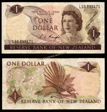 New Zealand 1 Dollar - 1975-1977 P# 163c Fine Bank Note N#202557 #UCN386
