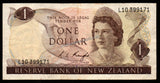New Zealand 1 Dollar - 1975-1977 P# 163c Fine Bank Note N#202557 #UCN386