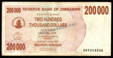 Zimbabwe 200 000 Dollars - 2007 P# 49 XF Bank Note N#207345 #UCN393