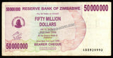 Zimbabwe 50 000 000 Dollars - 2008 P# 57 XF Bank Note N#207280 #UCN394