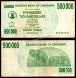Zimbabwe 500 000 Dollars - 2007 P# 51 Fine Bank Note N#206241 #UCN395