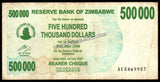 Zimbabwe 500 000 Dollars - 2007 P# 51 Fine Bank Note N#206241 #UCN395