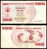 Zimbabwe 10 000 000 Dollars - 2008 P# 55a XF Bank Note N#207513 #UCN396