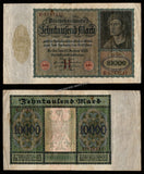Germany 10000 Mark  - 1922 P# 70 Fine Bank Note N#208634 #UCN420