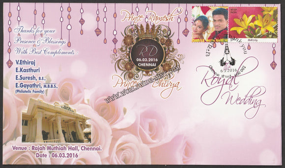2016 My cancellation My Stamp (India's One & only My cancellation got approved) Ramesh Weds Dhivya - Thank You Special Cover #SPL-422