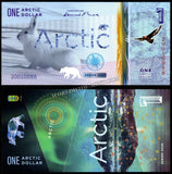 Arctic Territories 1, 5, 10, 20, 50, 100 Arctic Dollars - 2020 Set of 6 UNC Polymer Fantasy Notes N#431827