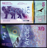 Arctic Territories 1, 5, 10, 20, 50, 100 Arctic Dollars - 2020 Set of 6 UNC Polymer Fantasy Notes N#431827