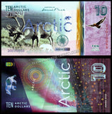 Arctic Territories 1, 5, 10, 20, 50, 100 Arctic Dollars - 2020 Set of 6 UNC Polymer Fantasy Notes N#431827