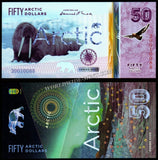 Arctic Territories 1, 5, 10, 20, 50, 100 Arctic Dollars - 2020 Set of 6 UNC Polymer Fantasy Notes N#431827
