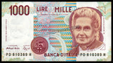 Italy 1000 Lire - 1994 P# 114b M.Montessori (Italian physician and educator) XF Bank Note N#202232 #UCN442