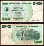Zimbabwe 25000000 Dollar - 2008 P# 56 Bearer Cheque XF Bank Note N#207514 #UCN444