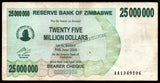 Zimbabwe 25000000 Dollar - 2008 P# 56 Bearer Cheque XF Bank Note N#207514 #UCN444