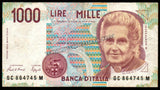 Italy 1000 Lire - 1990 P#114a XF Bank Note N#202232 #UCN449