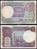 1984 India 1 Rupee PRATAP KISHEN KAUL, Inset: PLAIN UNC Currency Note #A46
