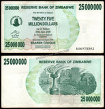 Zimbabwe 25000000 Dollar - 2008 P# 56 Bearer Cheque XF Bank Note N#207514 #UCN462