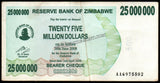 Zimbabwe 25000000 Dollar - 2008 P# 56 Bearer Cheque XF Bank Note N#207514 #UCN462