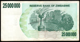 Zimbabwe 25000000 Dollar - 2008 P# 56 Bearer Cheque XF Bank Note N#207514 #UCN462