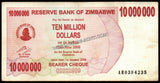 Zimbabwe 10000000 Dollars - 2008 P# 55a XF Bank Note N#207513 #UCN463