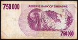Zimbabwe 750000 Dollars - 2007 P# 52 XF Bank Note N#207510 #UCN465