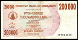 Zimbabwe 200 000 Dollars - 2007 P# 49 XF Bank Note N#207345 #UCN466