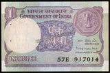 1984 India 1 Rupee PRATAP KISHEN KAUL, Inset: PLAIN UNC Currency Note #A46