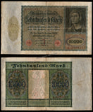Germany 10000 Mark  - 1922 P# 70 Fine Bank Note N#208634 #UCN473