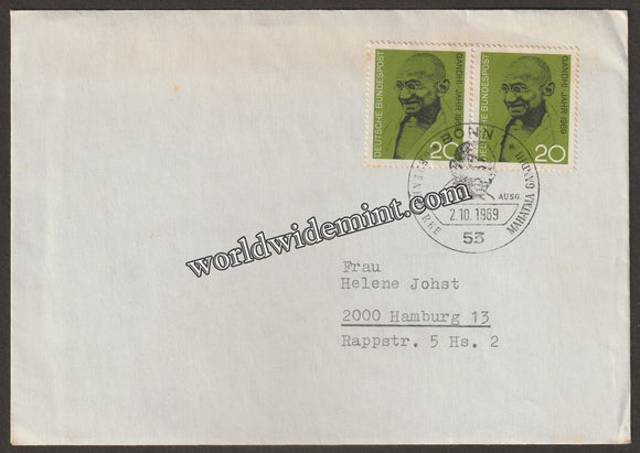 1969 Germany Gandhi Birth Centenary 2v First Day Cancelled Cover #Gan476