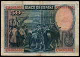 Spain 50 Pesetas - 1936 P# 75b XF Bank Note N#201925 #UCN487