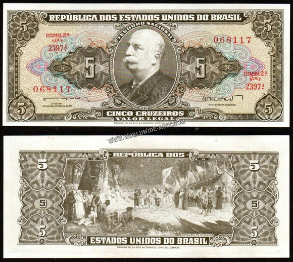 Brazil 5 Cruzeiros Thesouro Nacional; 2nd print; 