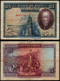 Spain 25 Pesetas - 1928 P# 74c Very Fine Bank Note N#204689 #UCN500