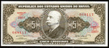 Brazil 5 Cruzeiros Thesouro Nacional; 2nd print; "Valor Legal" 1962-1964 UNC Banknote N#202089