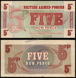 United Kingdom 5 New Pence - British Armed Forces 6th Series - 1972 P#M44a AUNC Bank Note N#209049 #UCN511