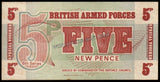 United Kingdom 5 New Pence - British Armed Forces 6th Series - 1972 P#M44a AUNC Bank Note N#209049 #UCN511